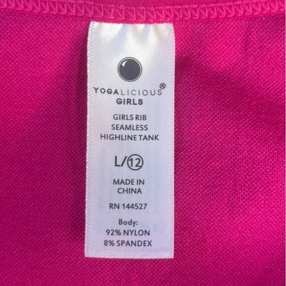 YogaLicious Seamless Rib Highline Cropped Tank Girls Large Pink 12 New - Picture 5 of 8